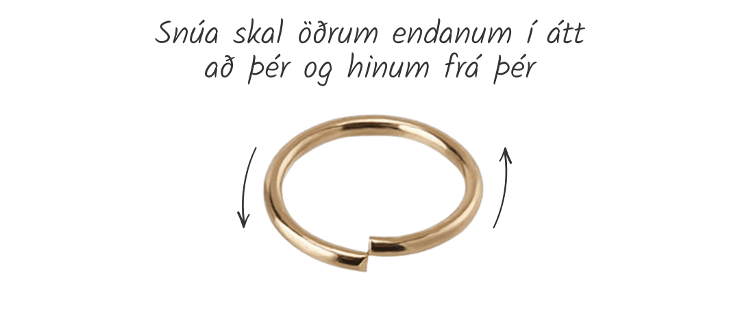 Opnun á jump ring með snúningi